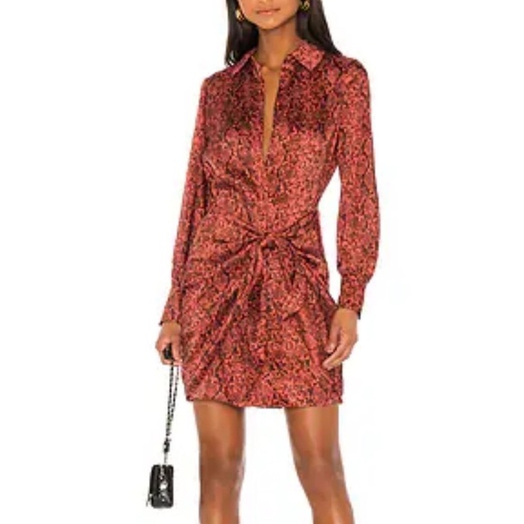CINQ A SEPT Gaby Tie Front Shirt Dress Size 0 - Picture 1 of 7